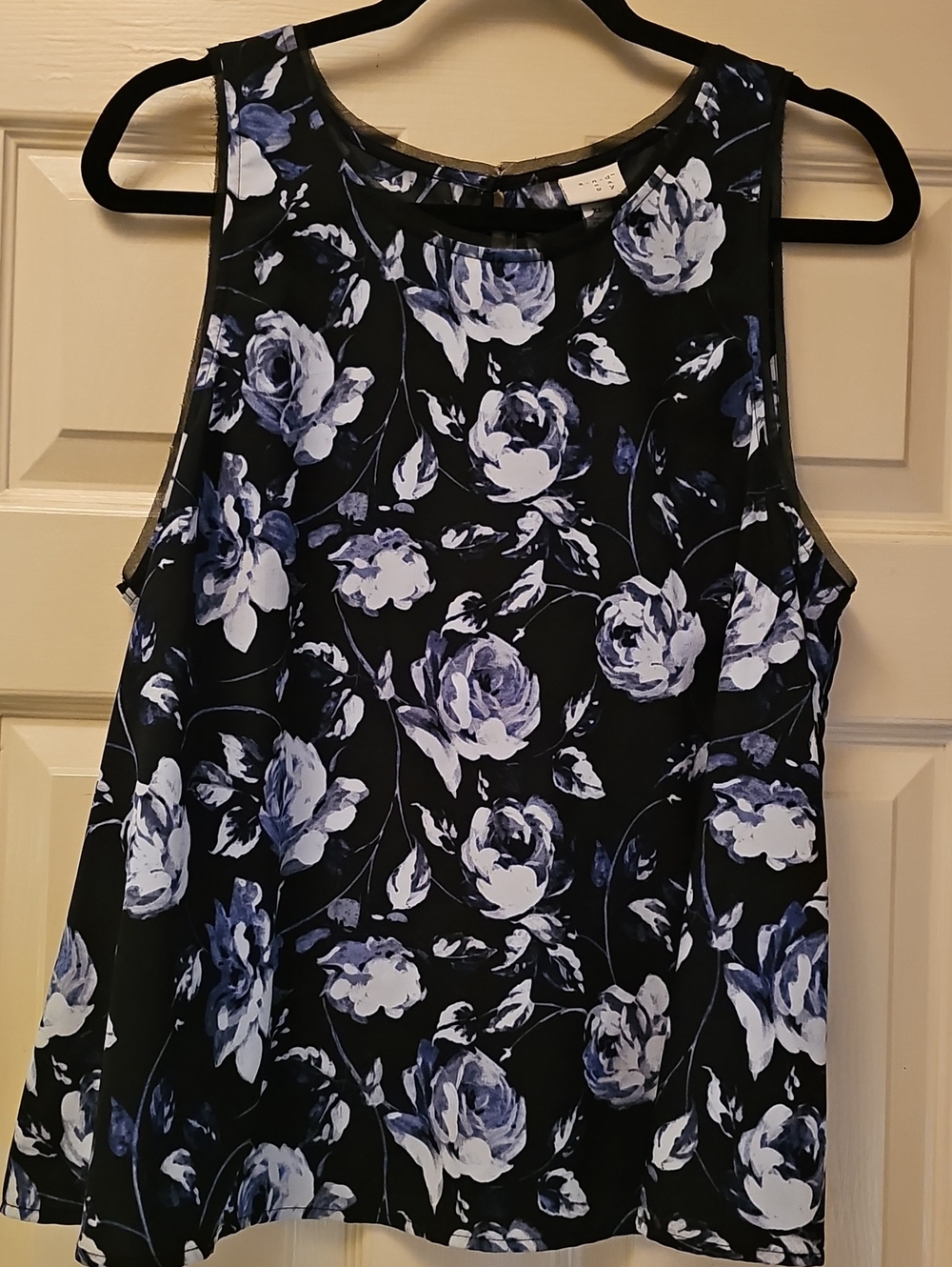 A New Day Women’s Black Floral Sleeveless Tank Top - Unbranded